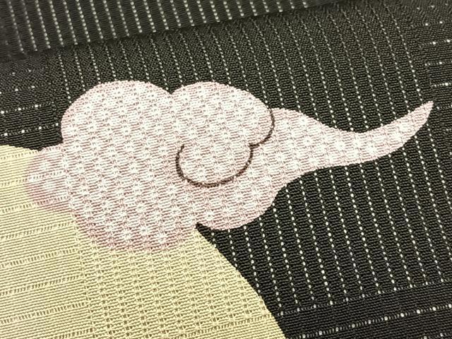 平和屋着物＊夏物　九寸名古屋帯　梟　黒地　正絹　逸品　CABK1450fb