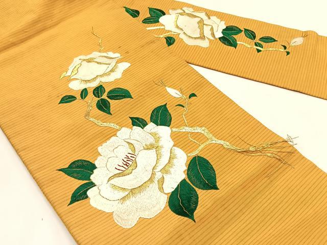 平和屋着物＊夏物　アンティーク　大正ロマン　九寸名古屋帯　総手刺繍　駒刺繍　枝花文　金糸　正絹　逸品　CABK1452fb