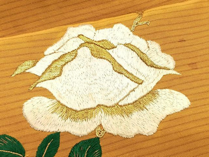 平和屋着物＊夏物　アンティーク　大正ロマン　九寸名古屋帯　総手刺繍　駒刺繍　枝花文　金糸　正絹　逸品　CABK1452fb