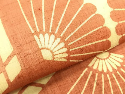 平和屋着物＊夏物　九寸名古屋帯　亀甲菊文　麻　逸品　CABK1457fb