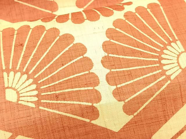 平和屋着物＊夏物　九寸名古屋帯　亀甲菊文　麻　逸品　CABK1457fb