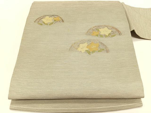 平和屋着物＊夏物　九寸名古屋帯　籬桔梗文　正絹　逸品　CABK1461fb