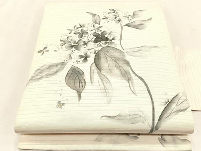 平和屋着物＊夏物　絽塩瀬　九寸名古屋帯　作家物　手描き　草花文　正絹　逸品　CABK1462fb
