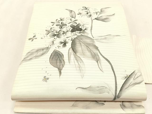平和屋着物＊夏物　絽塩瀬　九寸名古屋帯　作家物　手描き　草花文　正絹　逸品　CABK1462fb