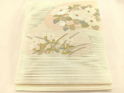 平和屋着物＊夏物　八寸名古屋帯　絽綴れ　枝椿文　金銀糸　正絹　逸品　CABK1465fb