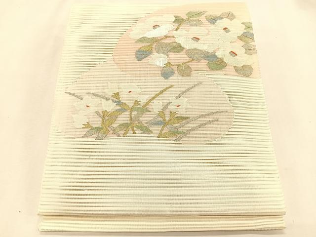 平和屋着物＊夏物　八寸名古屋帯　絽綴れ　枝椿文　金銀糸　正絹　逸品　CABK1465fb