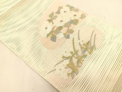 平和屋着物＊夏物　八寸名古屋帯　絽綴れ　枝椿文　金銀糸　正絹　逸品　CABK1465fb