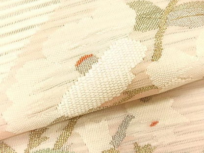 平和屋着物＊夏物　八寸名古屋帯　絽綴れ　枝椿文　金銀糸　正絹　逸品　CABK1465fb