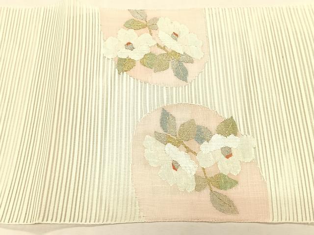 平和屋着物＊夏物　八寸名古屋帯　絽綴れ　枝椿文　金銀糸　正絹　逸品　CABK1465fb