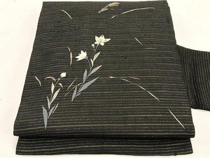 平和屋着物＊夏物　アンティーク　大正ロマン　九寸　刺繍　枝花文　金糸　正絹　逸品　CABK1467fb