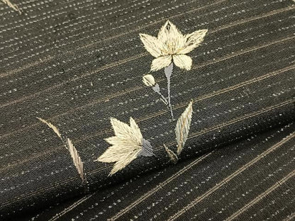 平和屋着物＊夏物　アンティーク　大正ロマン　九寸　刺繍　枝花文　金糸　正絹　逸品　CABK1467fb