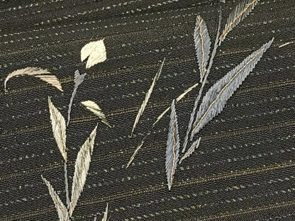 平和屋着物＊夏物　アンティーク　大正ロマン　九寸　刺繍　枝花文　金糸　正絹　逸品　CABK1467fb