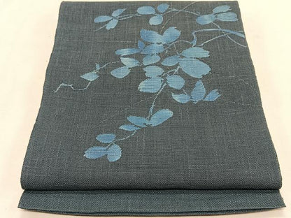 平和屋着物＊夏物　八寸名古屋帯　枝葉文　正絹　逸品　CABK1470fb