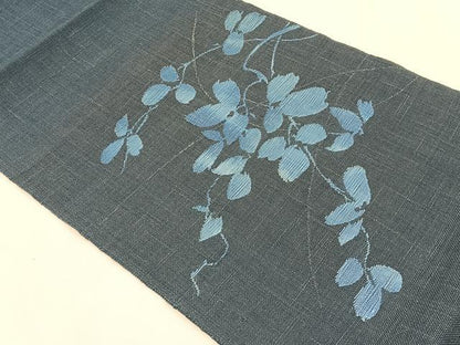 平和屋着物＊夏物　八寸名古屋帯　枝葉文　正絹　逸品　CABK1470fb