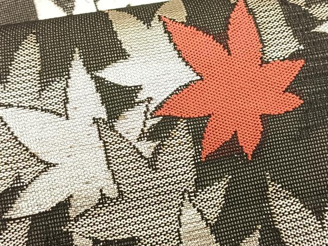 平和屋着物＊夏物　九寸名古屋帯　楓文　金銀糸　正絹　逸品　CABK1471fb