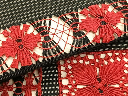 平和屋着物＊夏物　八寸名古屋帯　絽綴れ　横段花文　正絹　逸品　CABK1473fb