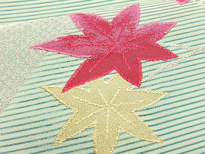 平和屋着物＊夏物　八寸名古屋帯　絽綴れ　渡り橋枝楓文　金銀糸　正絹　逸品　CABK1475fb