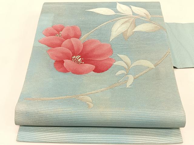 平和屋着物＊夏物　九寸名古屋帯　枝花文　正絹　逸品　CABK1479fb