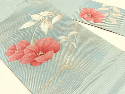 平和屋着物＊夏物　九寸名古屋帯　枝花文　正絹　逸品　CABK1479fb