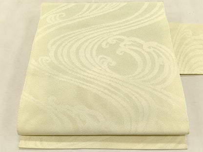平和屋着物＊夏物　八寸名古屋帯　立波文　正絹　逸品　CABK1483fb