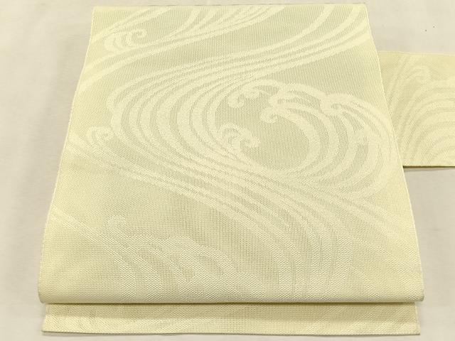 平和屋着物＊夏物　八寸名古屋帯　立波文　正絹　逸品　CABK1483fb