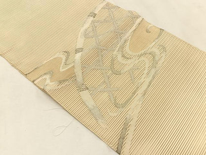 平和屋着物＊夏物　八寸名古屋帯　絽綴れ　籬文　銀糸　正絹　逸品　CABK1486fb