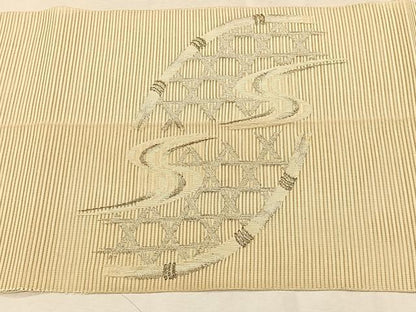 平和屋着物＊夏物　八寸名古屋帯　絽綴れ　籬文　銀糸　正絹　逸品　CABK1486fb