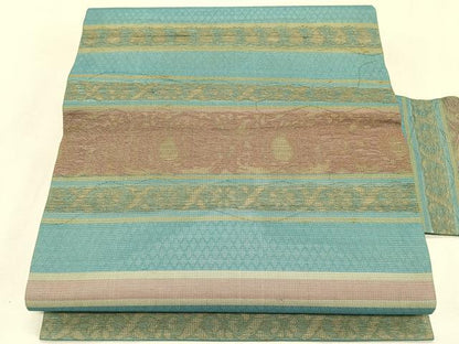 平和屋着物＊夏物　九寸名古屋帯　横段花文　正絹　逸品　CABK1487fb