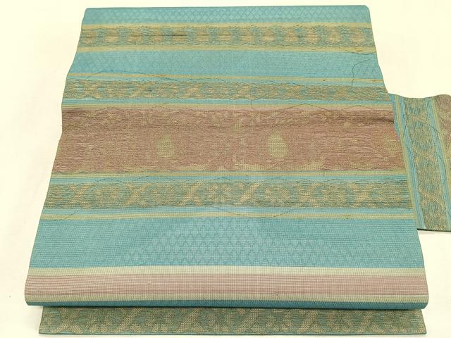 平和屋着物＊夏物　九寸名古屋帯　横段花文　正絹　逸品　CABK1487fb