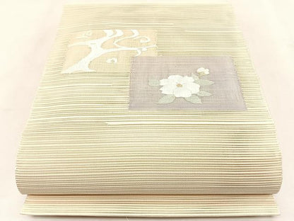 平和屋着物＊夏物　八寸名古屋帯　絽綴れ　草花文　正絹　逸品　CABK1489fb