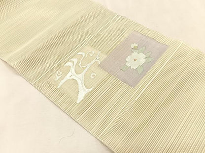 平和屋着物＊夏物　八寸名古屋帯　絽綴れ　草花文　正絹　逸品　CABK1489fb