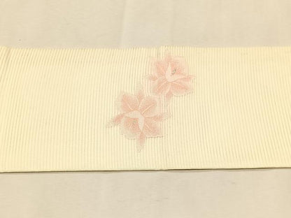 平和屋着物＊夏物　八寸名古屋帯　枝花文　銀糸　正絹　逸品　CABK1490fb
