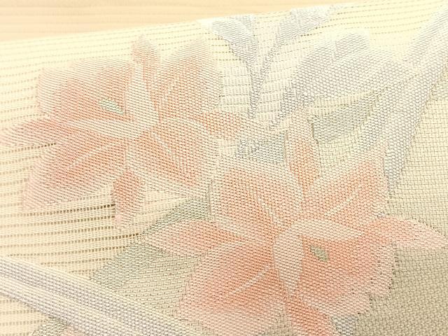 平和屋着物＊夏物　八寸名古屋帯　枝花文　銀糸　正絹　逸品　CABK1490fb