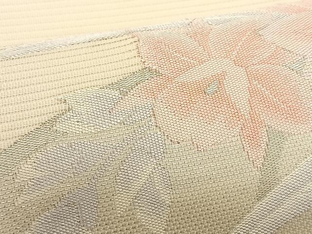 平和屋着物＊夏物　八寸名古屋帯　枝花文　銀糸　正絹　逸品　CABK1490fb