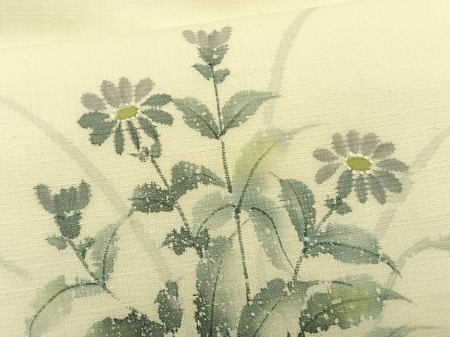 平和屋着物＊夏物　九寸名古屋帯　草花文　正絹　逸品　CABK1491fb