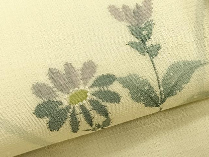 平和屋着物＊夏物　九寸名古屋帯　草花文　正絹　逸品　CABK1491fb