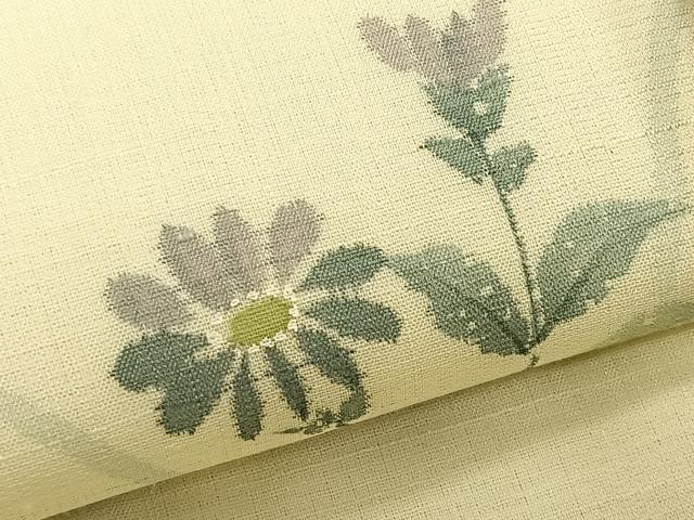平和屋着物＊夏物　九寸名古屋帯　草花文　正絹　逸品　CABK1491fb