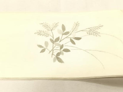 平和屋着物＊夏物　九寸名古屋帯　籬枝葉文　正絹　逸品　CABK1492fb