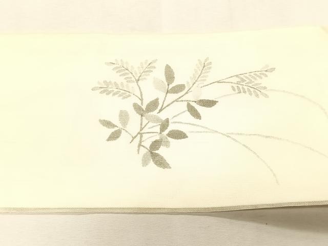 平和屋着物＊夏物　九寸名古屋帯　籬枝葉文　正絹　逸品　CABK1492fb