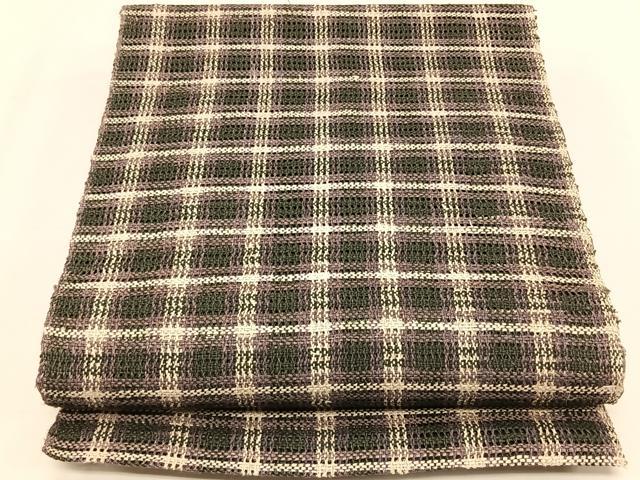 平和屋着物＊夏物　八寸名古屋帯　格子柄　自然布　逸品　CABK1494fb