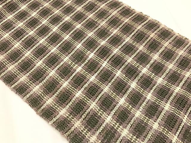 平和屋着物＊夏物　八寸名古屋帯　格子柄　自然布　逸品　CABK1494fb