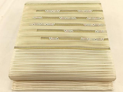 平和屋着物＊夏物　八寸名古屋帯　絽綴れ　横段文　金銀糸　正絹　逸品　CABK1495fb