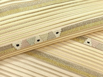 平和屋着物＊夏物　八寸名古屋帯　絽綴れ　横段文　金銀糸　正絹　逸品　CABK1495fb