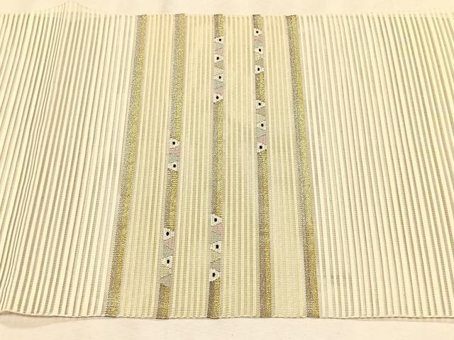 平和屋着物＊夏物　八寸名古屋帯　絽綴れ　横段文　金銀糸　正絹　逸品　CABK1495fb