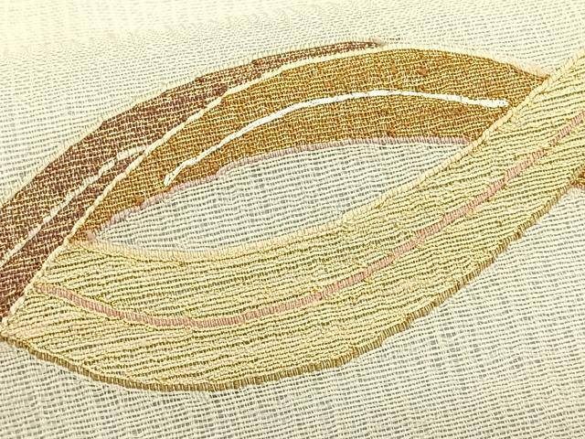 平和屋着物＊夏物　九寸名古屋帯　櫛織り　抽象文様　金銀糸　正絹　逸品　CABK1500fb