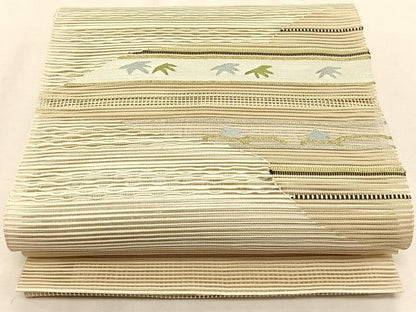 平和屋着物＊夏物　八寸名古屋帯　絽綴れ　横段文　金銀糸　正絹　逸品　CABK1501fb