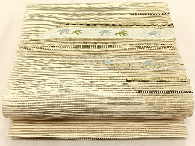 平和屋着物＊夏物　八寸名古屋帯　絽綴れ　横段文　金銀糸　正絹　逸品　CABK1501fb
