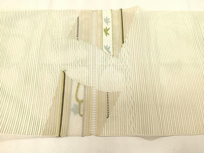 平和屋着物＊夏物　八寸名古屋帯　絽綴れ　横段文　金銀糸　正絹　逸品　CABK1501fb
