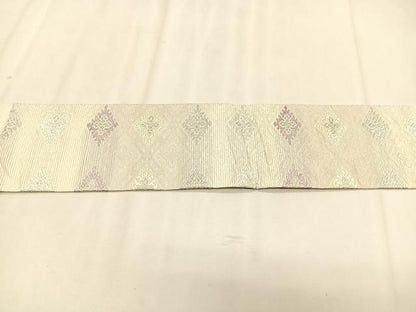 平和屋着物＊夏物　九寸名古屋帯　唐織　菱花文　銀糸　正絹　逸品　CABK1503fb