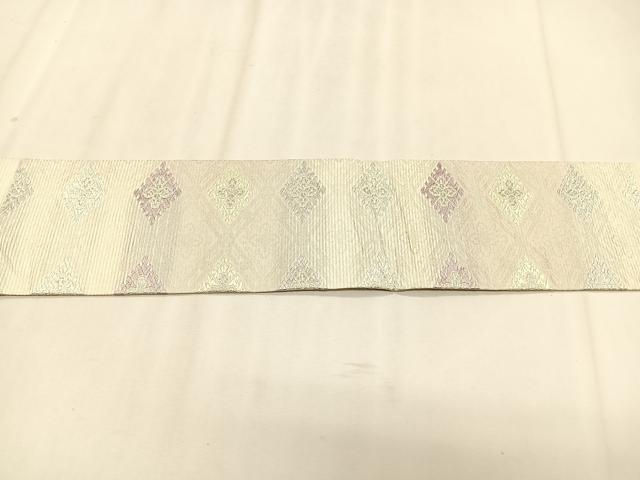 平和屋着物＊夏物　九寸名古屋帯　唐織　菱花文　銀糸　正絹　逸品　CABK1503fb